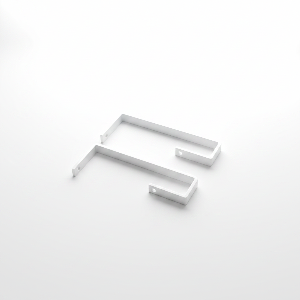 Two white Geeloc patio door locks on a clean white background